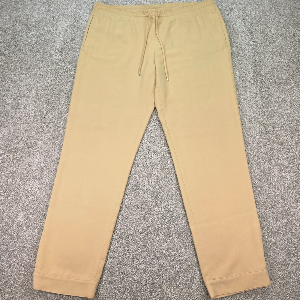Lauren Ralph Lauren Tan Beige Drawstring Jogger Pants Button Cuff Size 12